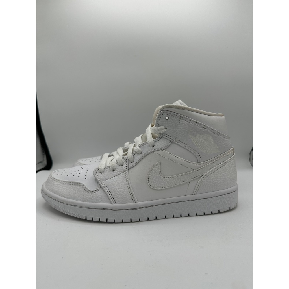 Nike Air Jordan 1 Mid Triple White 2.0 554724-130 Mens Size 7.5
